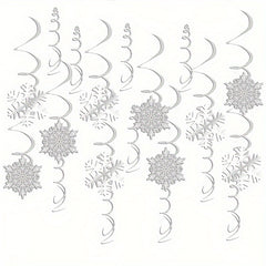 10pcs Snowflake Spiral Hanging Ornaments Christmas Decor