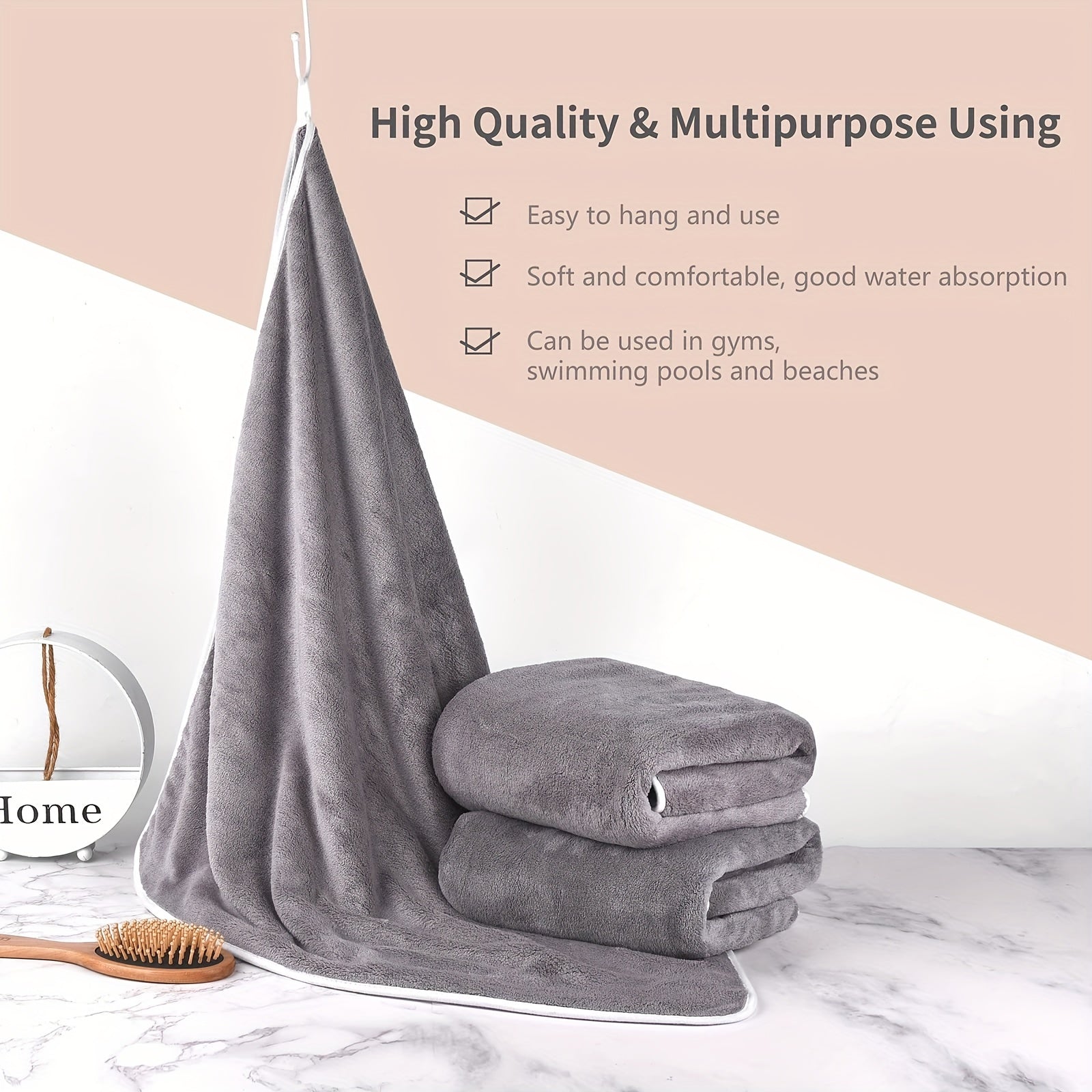 3pcs Microfiber Bath Towels 70 X 140cm Portable Absorbent & Quick Drying