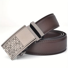 Plaid Buckle Men's Belt Cowhide Strap Male Automatic Buckle Belts
