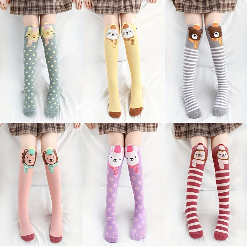 Girl's Bowknot Animal Pattern Knee High Socks