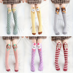 Girl's Bowknot Animal Pattern Knee High Socks