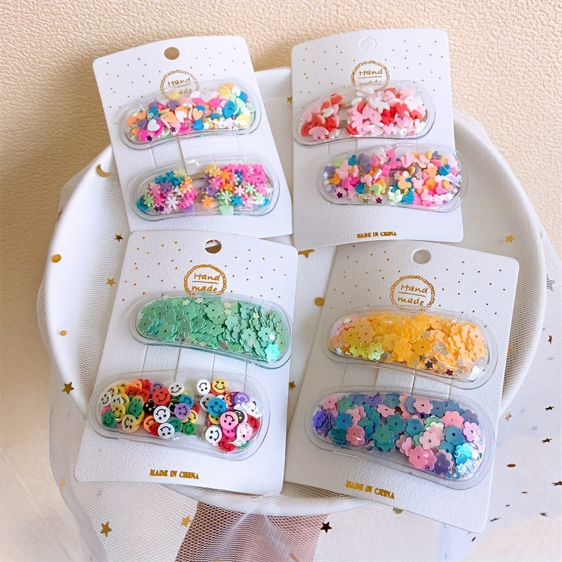5pcs Cartoon Sequin Hair Clips Set for Girls, Holiday Party Gift
