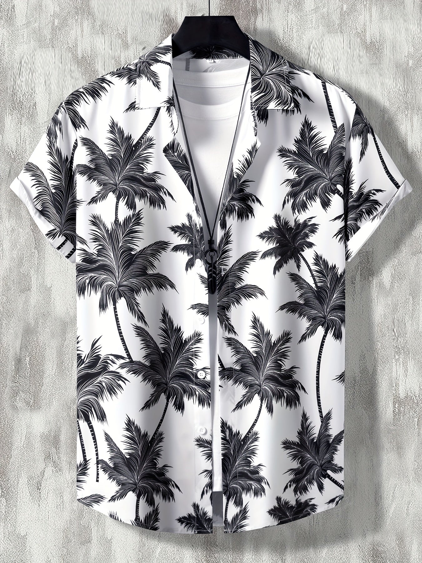 Men's Hawaiian Shirt Coconut Tree Print Short Sleeve Button Up