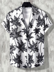 Men's Hawaiian Shirt Coconut Tree Print Short Sleeve Button Up