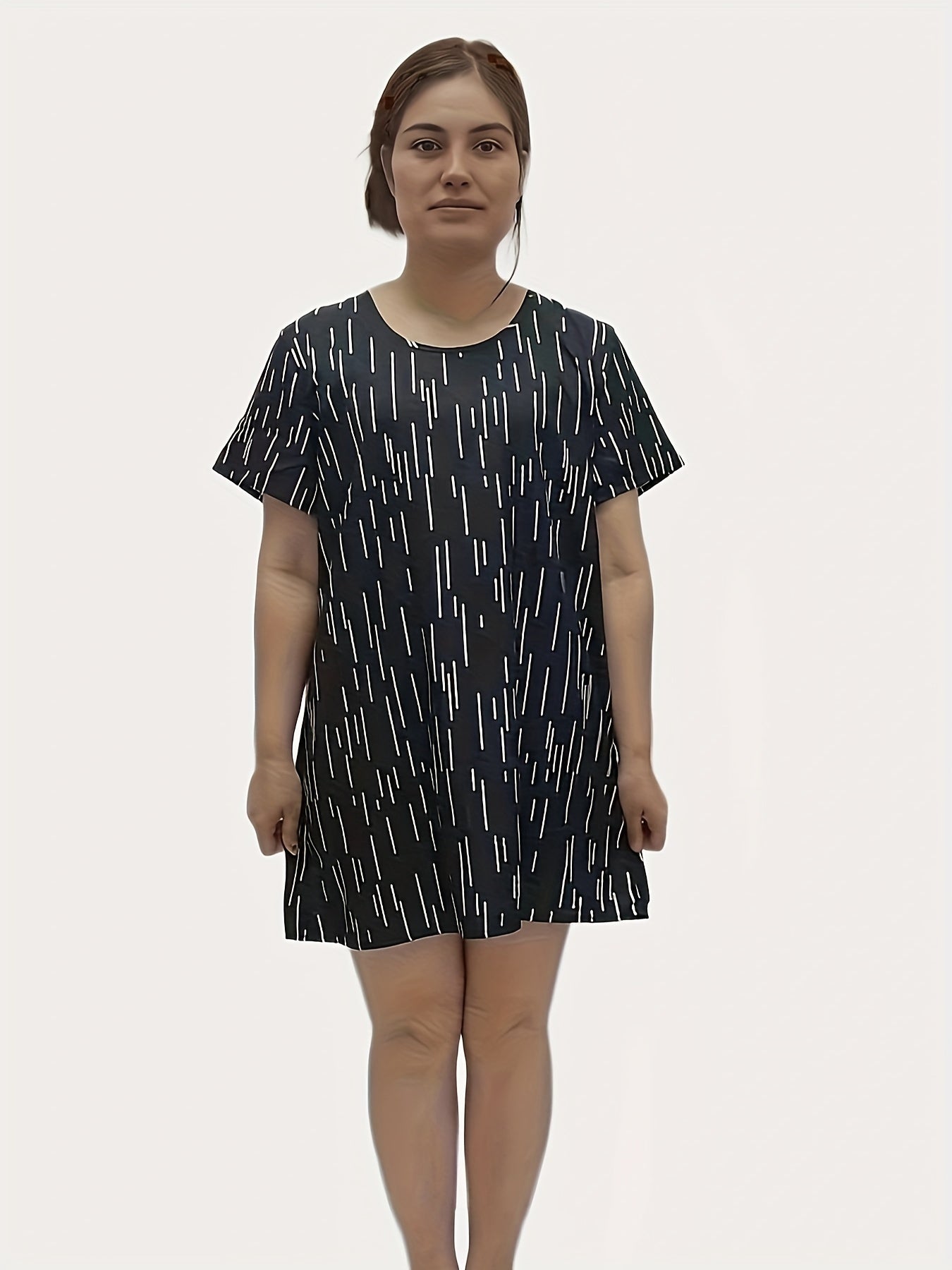 Stripe Print Short Sleeve Sleep Dress