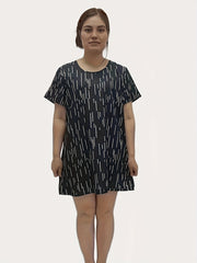 Stripe Print Short Sleeve Sleep Dress