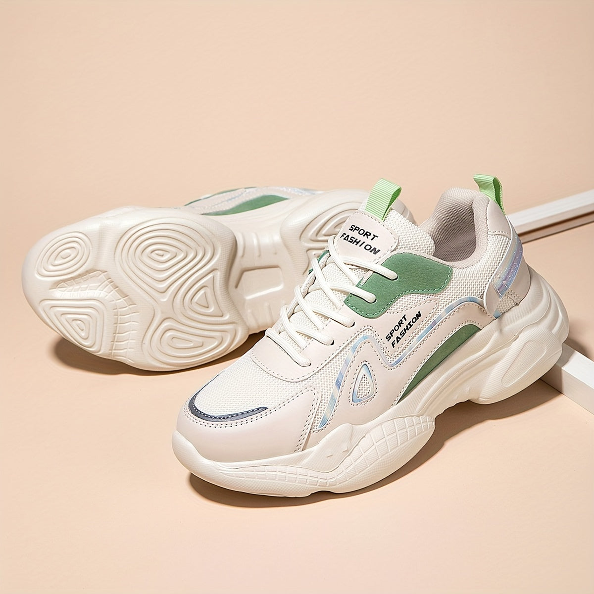 Women's Chunky Sneakers Block Faux Leather Non Slip Running Shoes