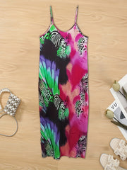 Animal Print V Neck Spaghetti Strap Dress