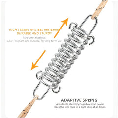 2pcs Stainless Steel Spring Wind Rope Buckle for Sunshade and Camping Gear