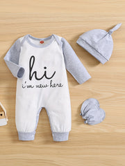 Casual & Comfy HI I M HERE Print Outfit Baby Boys Set