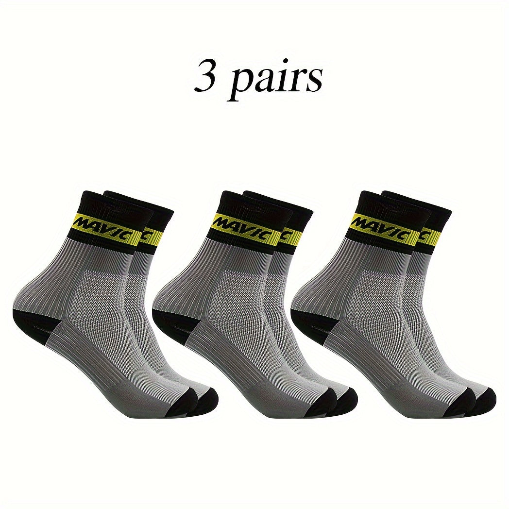 3 Pairs Men's Crew Sport Socks Sweat Absorbing Nylon Blend Comfy Breathable