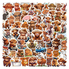 Highland Cow Stickers Vintage Vinyl Decals for Laptops Phones Cars Bikes