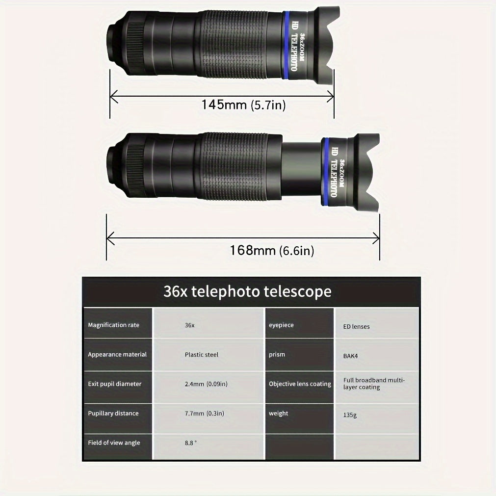Outdoor Mobile Phone Telephoto Lens Waterproof Monocular