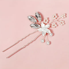 Crystal Faux Pearl U-shaped Hairpin Bride Head Jewelry