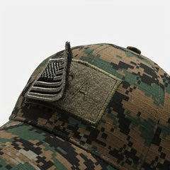 American Flag Patch Camo Baseball Cap Adjustable Sun Hat For Men Women