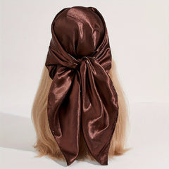 Solid Satin Bandana Silk Square Scarf Head Wrap Neckerchief Hair Accessories