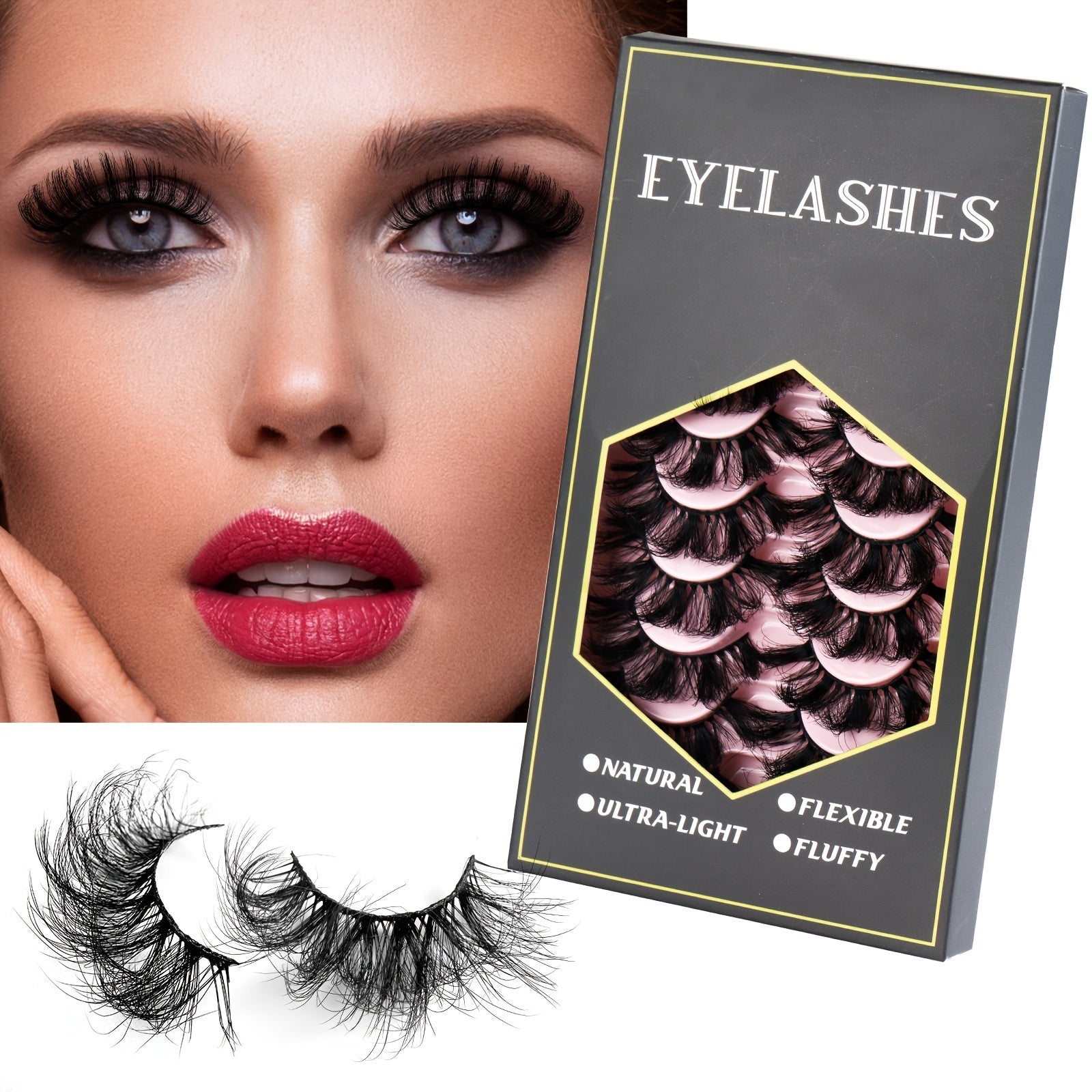 10 Pairs Fluffy False Eyelashes Curling 3D Grafting A Type