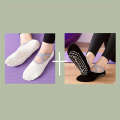 Non Slip Cross Strap Yoga Socks Silicone Padded Low Cut Sport Socks