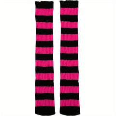 Y2K Colorblock Leg Warmers Rib Knit Knee High Socks