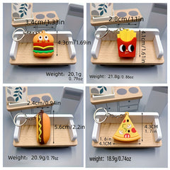 4pcs Soft Plastic French Fries Hamburger Keychain Car Pendant Backpack Pendant