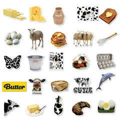 50pcs Salt Cow Butter Series Graffiti Stickers Waterproof DIY Diary Sticker Pack