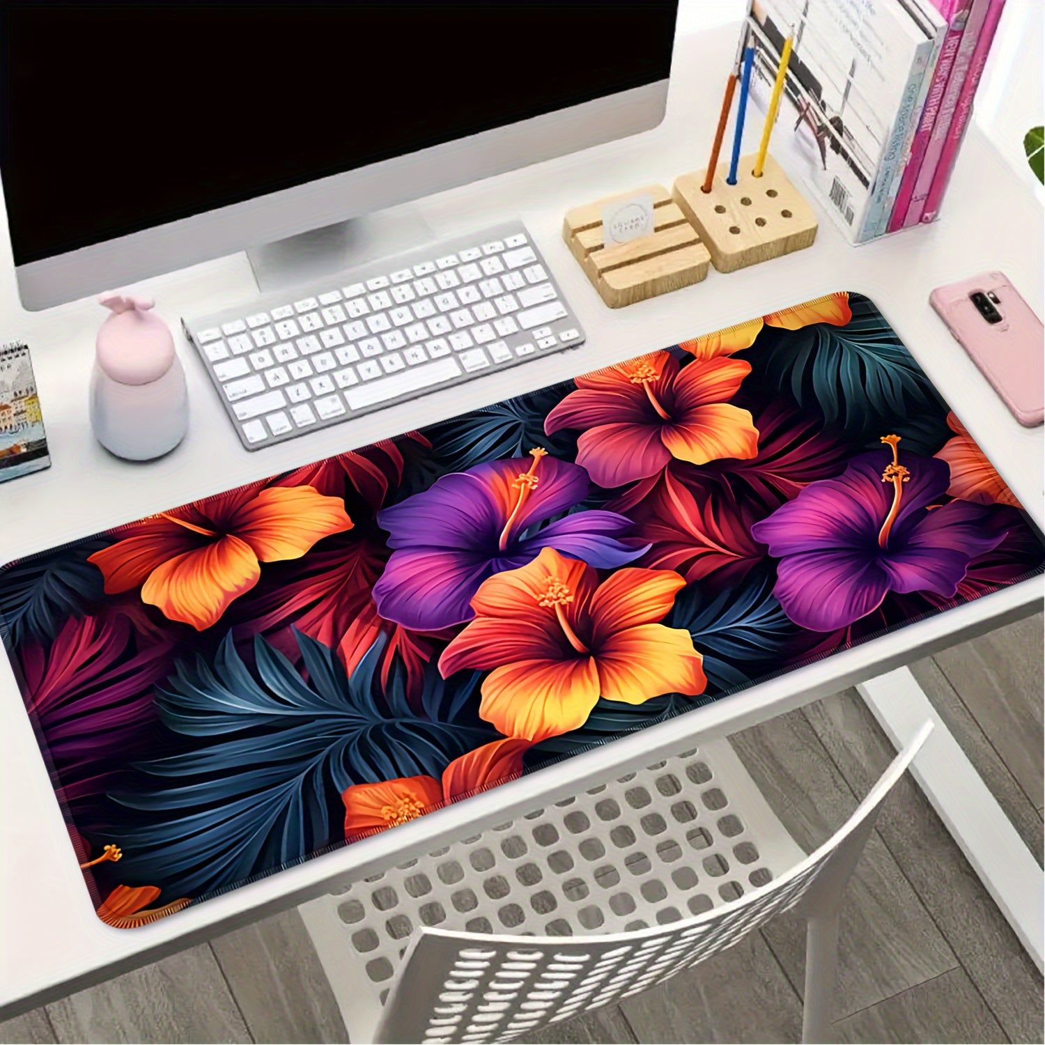 Multicolour Flowers Pattern Mousepad Desk Mat Anti Slip Office Mouse Pad