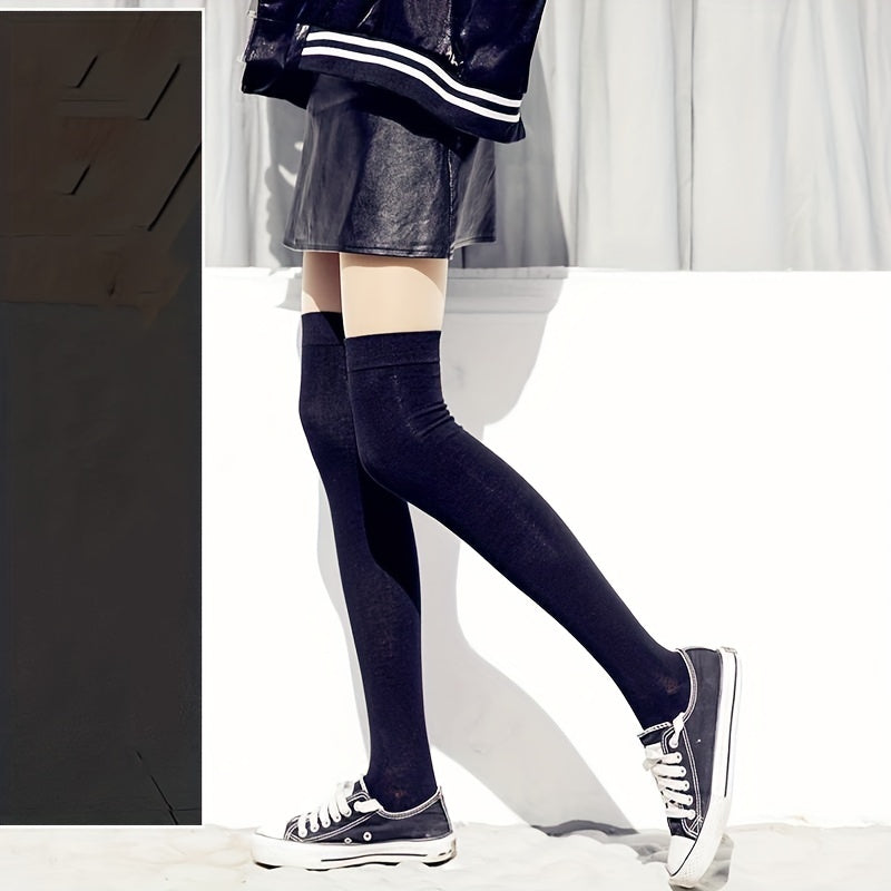 2 Pairs Thigh High College Style Over The Knee Socks Women's Stockings