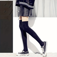 2 Pairs Thigh High College Style Over The Knee Socks Women's Stockings