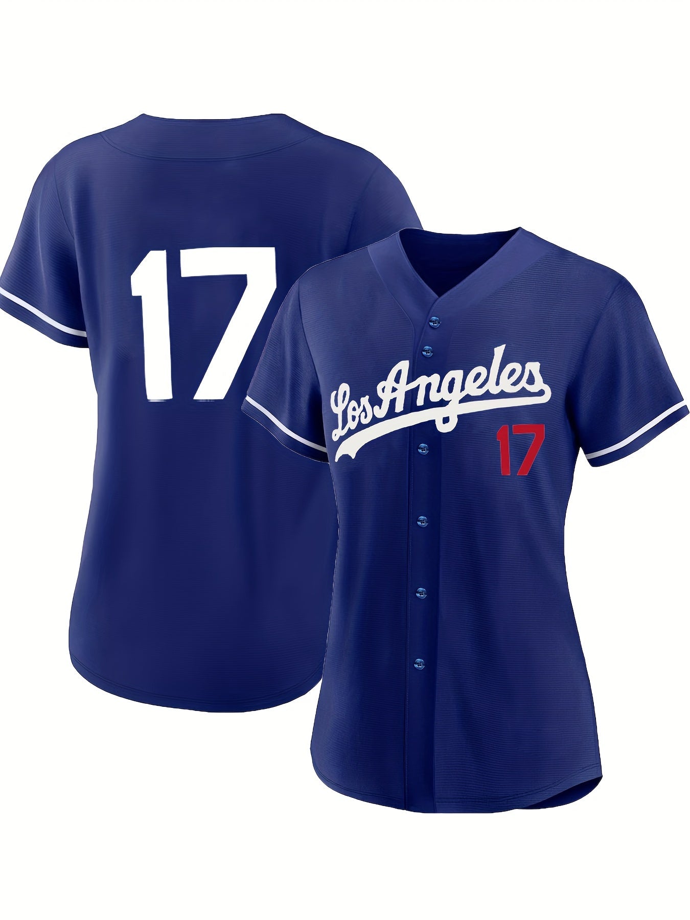 Women's LA #7 Baseball Jersey V Neck Short Sleeve Sports T-Shirt