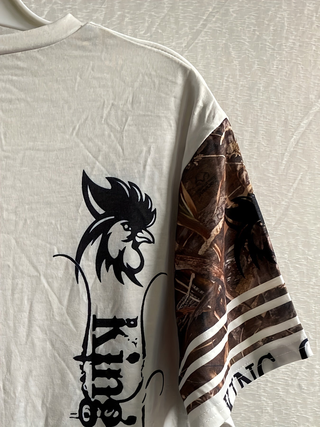 Rooster Pattern Print Men's Short Sleeve Comfy T shirt Graphic Tee