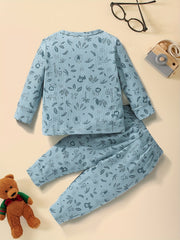 Baby Cartoon Animal Print Long Sleeve Cardigan Top Trousers 2pcs Set