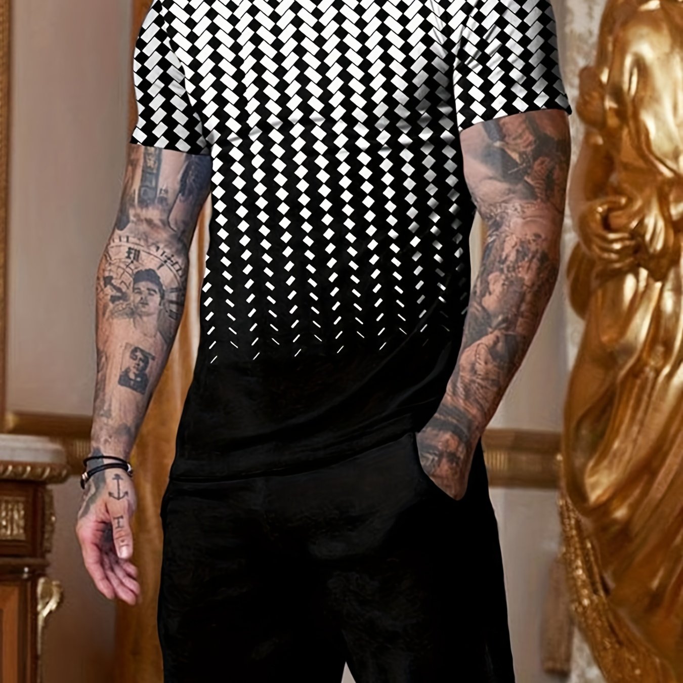 Men's Casual Summer 2Pcs Outfit: T-shirt & Drawstring Shorts Set