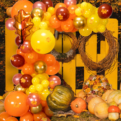 Fall Balloon Arch Thanksgiving Balloon Garland Kit Orange Brown Yellow