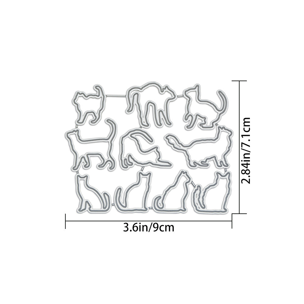 10pcs Cat Metal Cutting Dies for Cards Scrapbooking DIY Projects