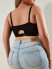 Plus Size Solid Ribbed Cut Out Bralette