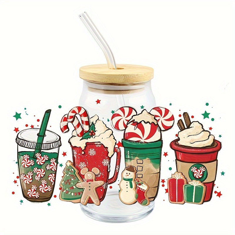 Christmas 3D UV DTF 16oz Cups Wrap Sticker DIY Label Transfer Stickers