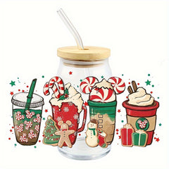 Christmas 3D UV DTF 16oz Cups Wrap Sticker DIY Label Transfer Stickers