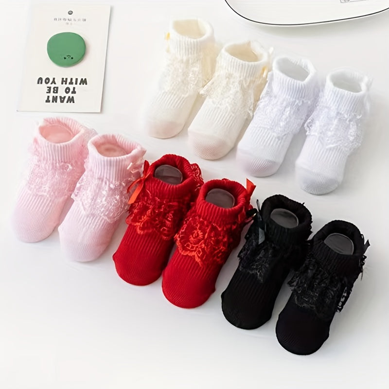 5 Pairs Lace Baby Socks Crystal Silk Transparent Mesh Breathable Princess Socks