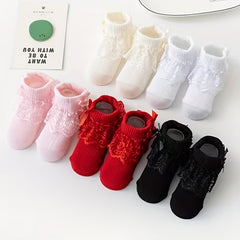 5 Pairs Lace Baby Socks Crystal Silk Transparent Mesh Breathable Princess Socks
