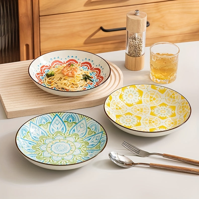 4 Pcs Ceramic Plate 20 32 Cm Floral Pattern Porcelain Dinner Plate