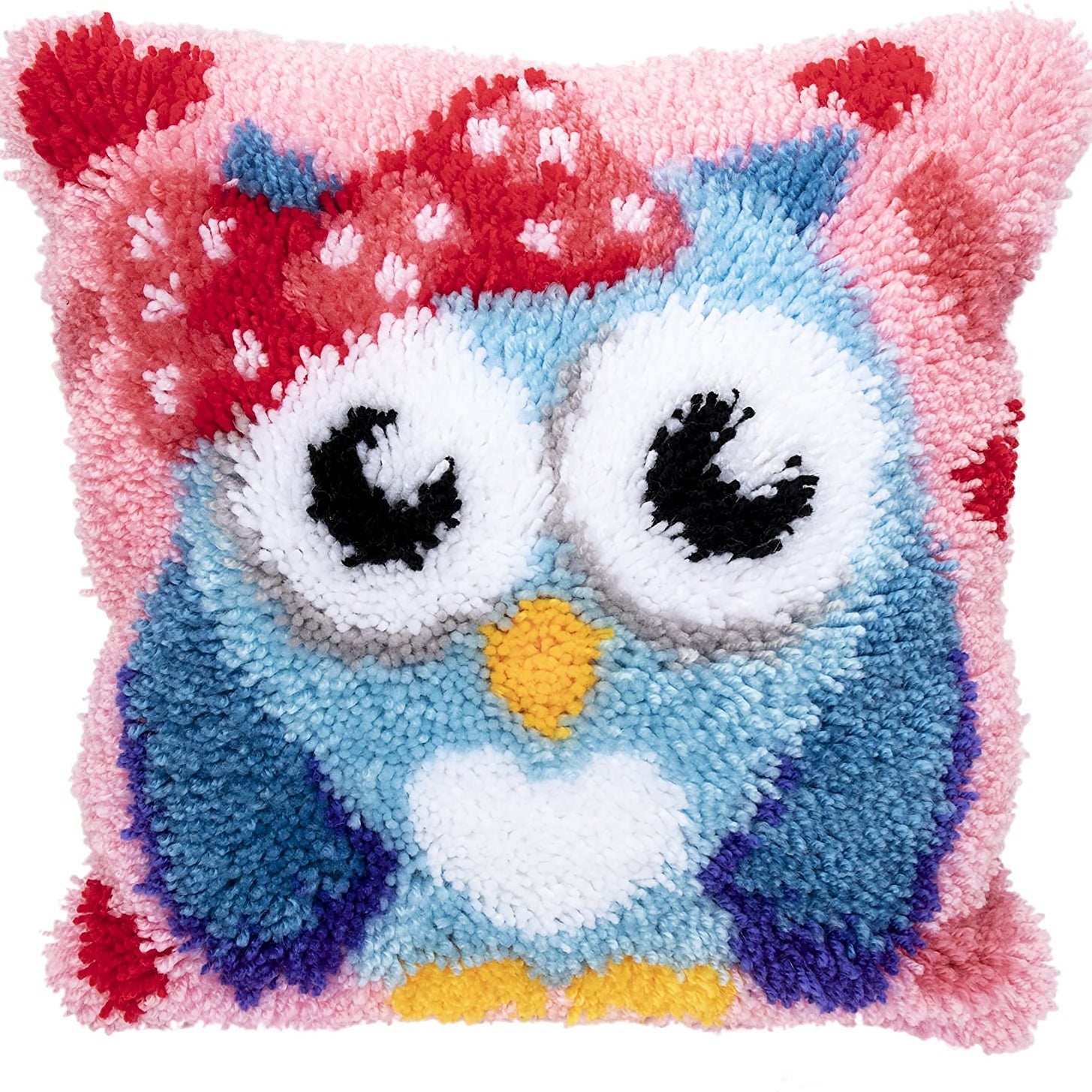 Latch Hook Kit DIY Throw Pillow Cover Christmas Gift Owl Dog Cat Bear Bird Print
