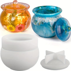 Silicone Jar Resin Molds with Lid - DIY Jewelry Storage Box Epoxy Molds