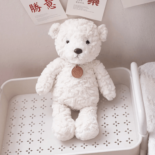 Bear Plush Toy with Golden Accents Soft Hanging Doll for Kids