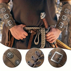 Medieval Knight & Pirate Arm Bracers Adjustable Faux Leather Armor