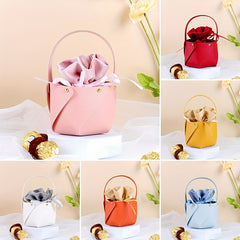 2pcs Wedding Candy Box Leather Bucket Velvet Candy Bag Wedding Gift