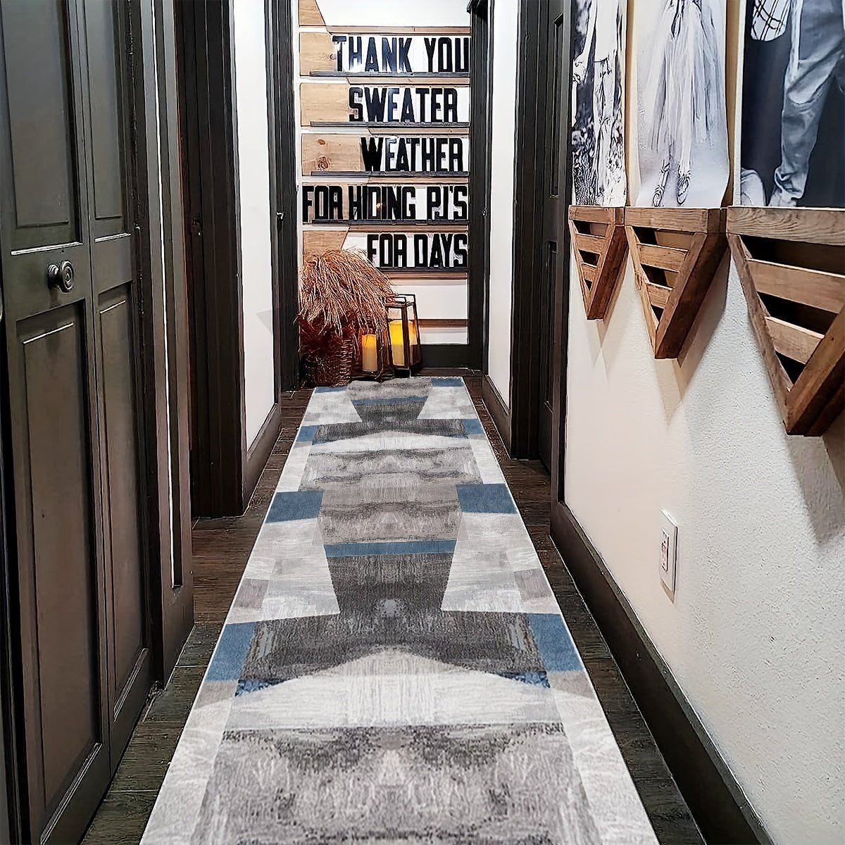 Modern Contemporary Runner Rug Abstract Laundry Room Long Oriental Hallway