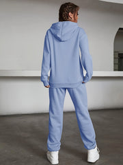 Hoodie & Joggers Set Solid Long Sleeve Drawstring 2 Piece