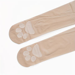 Bear Paw Print Control Top High Waisted Soft Footed Tights
