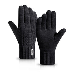 Double Layer Thick Knit Gloves with Fleece & Touch Screen Access
