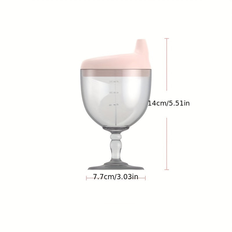 Kids Wine Sippy Cup Plastic Glass Lid Baby Goblet Beverage Mug Milk Bottle